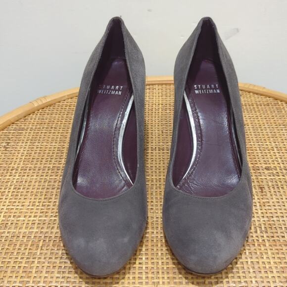 Stuart Weitzman Vida Grey Suede Heels Women's 8.5 Office Mature Formal Pumps - Picture 3 of 8